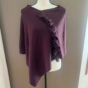 Beautiful S. Oliver Wine sweater shawl with ruffle, Size Medium to Large